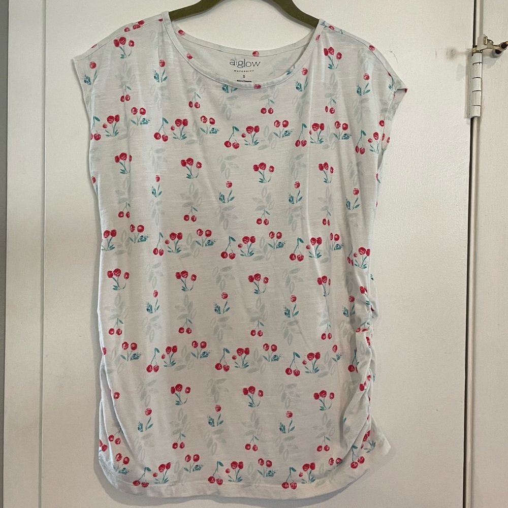 Cherry print maternity top